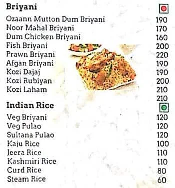 Ozaann menu 