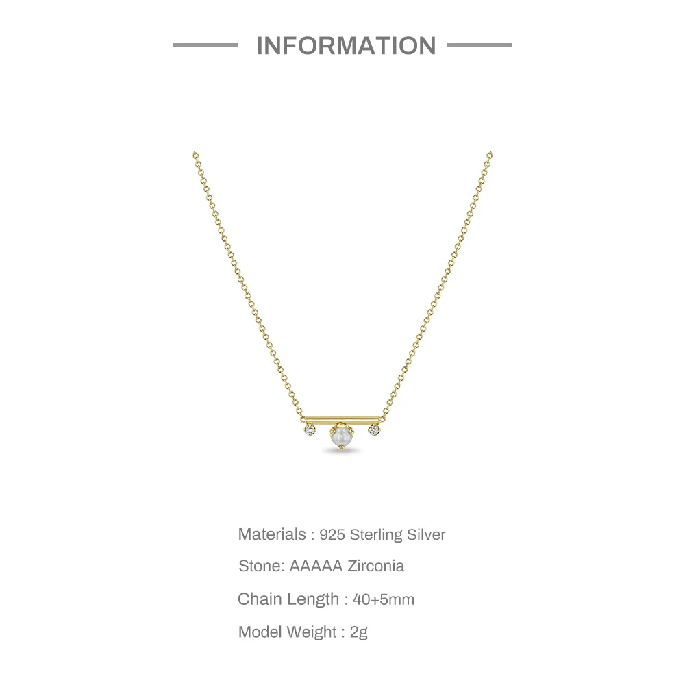 Title 3, Mode ketting met ronde zirkonia bar, ingelegd m...