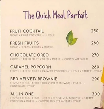 Froyo - Frozen Yogurt & Treats menu 