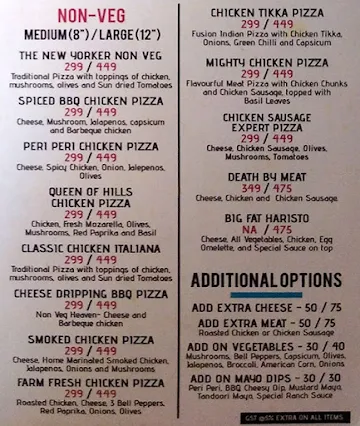 Haristo Pizzeria menu 