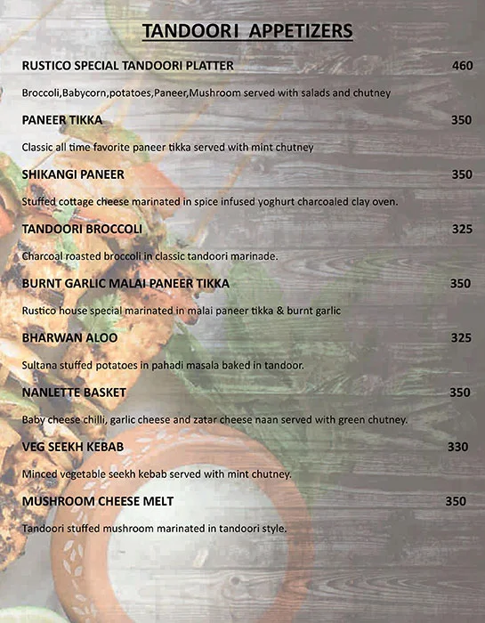 Rustico menu 