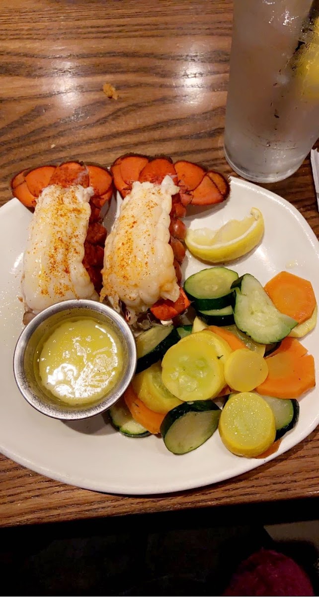 Lobster tails and mixed veggies off the gluten free menu. Also had side salad