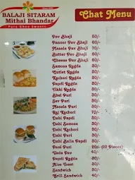 Balaji Sitaram Mithai Bhandar menu 1