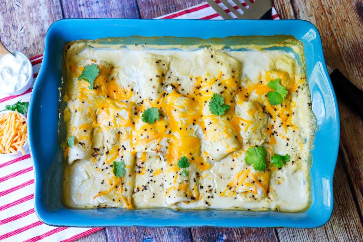 Chicken Enchiladas With Sour Cream Sauce | Just A Pinch ...