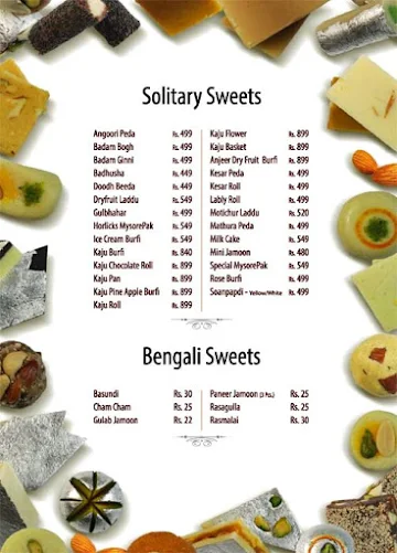 Nandhana Mithai menu 