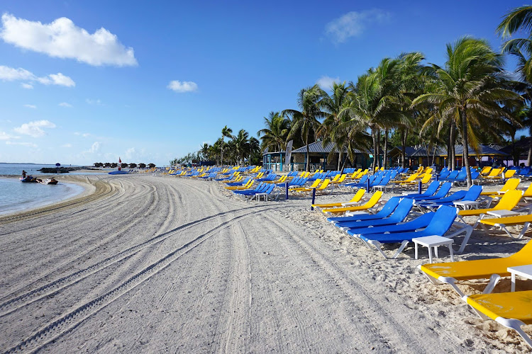 The beach at CocoCay in the Bahamas. 