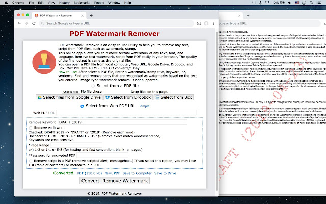 How to remove sample from pdf