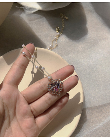 Vintage purple heart necklace - 1