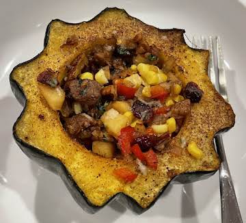 Vegetarian Sausage Stuffed Acorn Squash