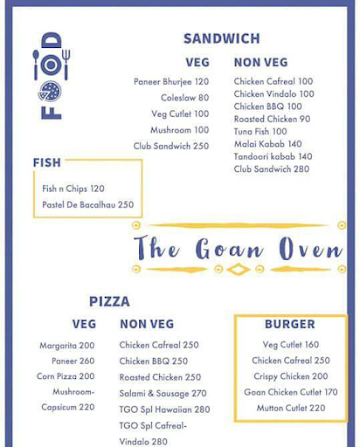 The Goan Oven Bakery & Cafe (Tgo) menu 