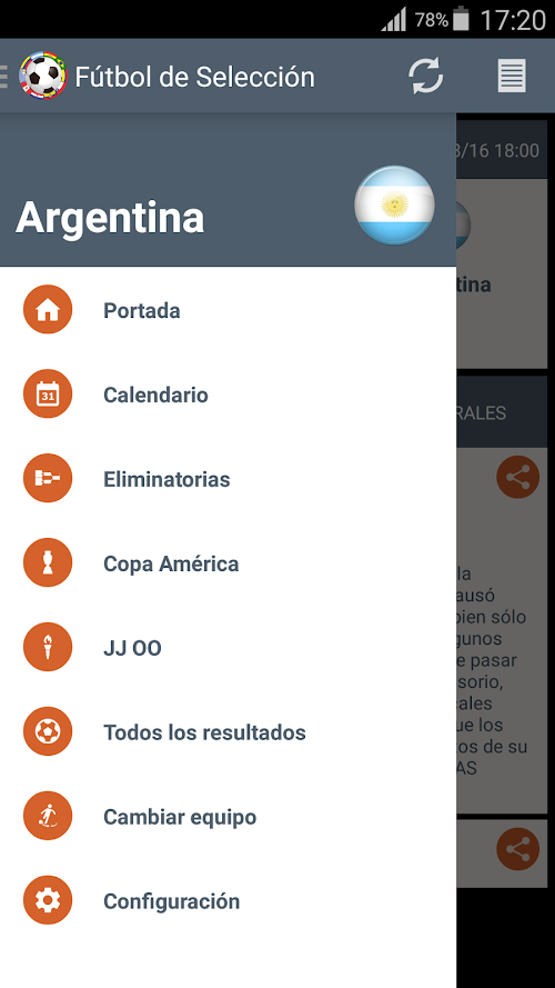 Android application Fútbol de Selección screenshort