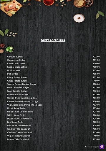 Curry Chronicles menu 