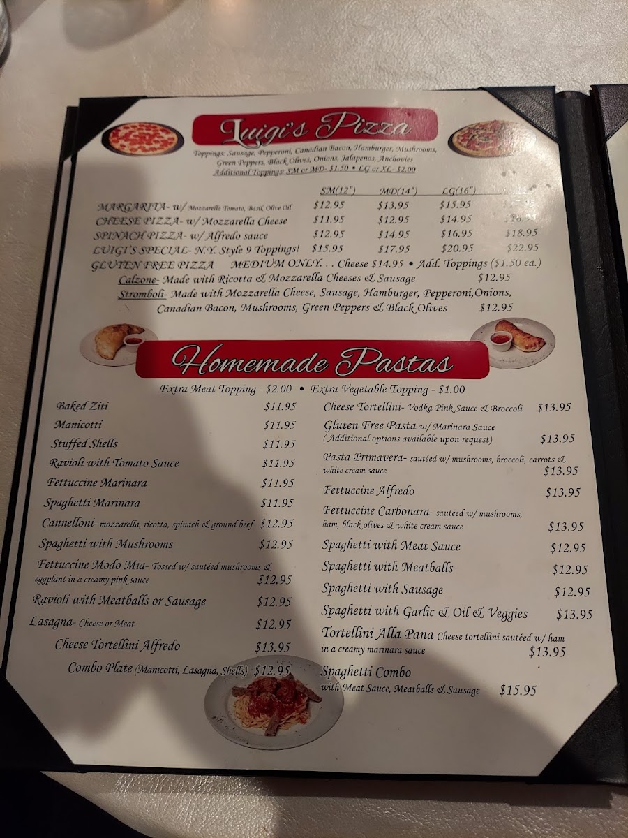 Luigis gluten-free menu