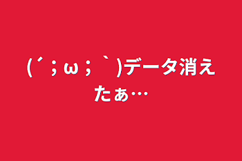 (´；ω；｀)データ消えたぁ…