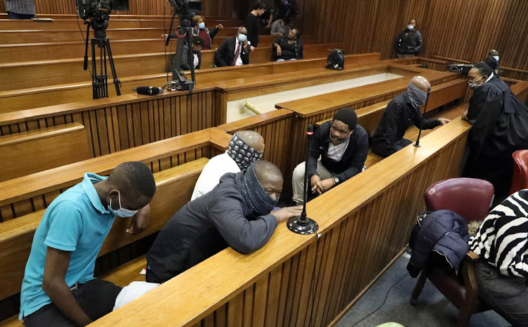 The five accused in the Senzo Meyiwa murder trial. File photo.