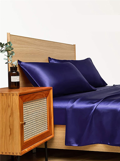 Title 1, Four-piece silk bedding sheet set for luxurious...