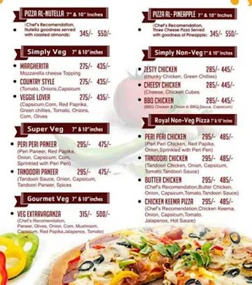 Pizza Factory menu 