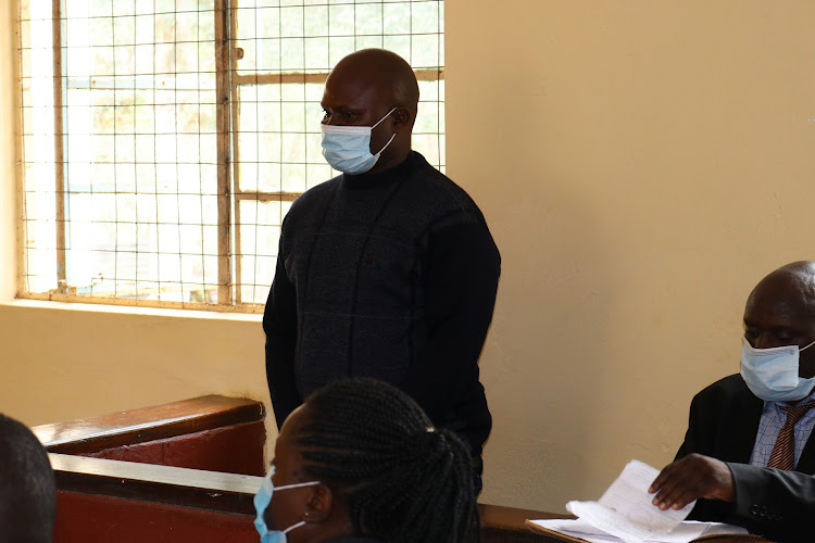 Clearing agent Geoffrey Onyancha Otara appearing before the Kwale law court on Thursday, April 29.