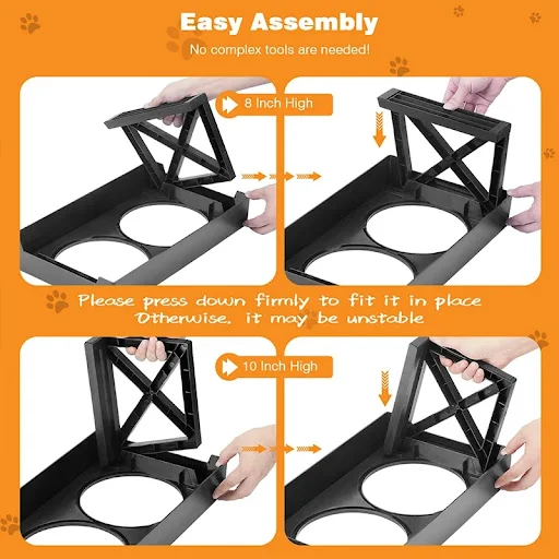 Elevated Dog Bowls 3 Adjustable Heights Raised Dog Food Water Bowl with Slow Feeder Bowl Standing Dog Bowl for Medium La