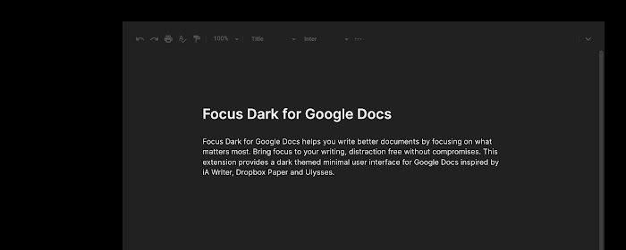 Focus Dark for Google Docs marquee promo image