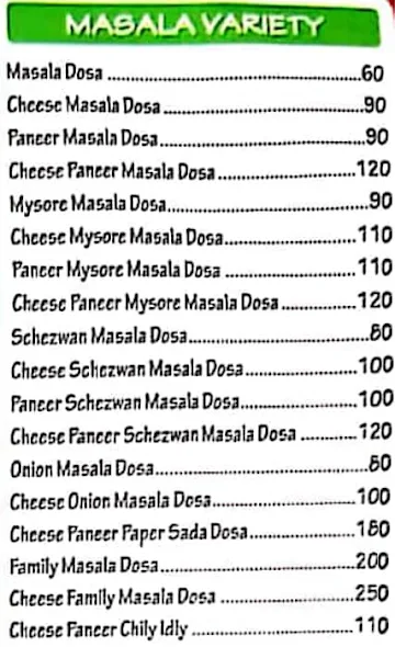Tirupati Fast Food menu 