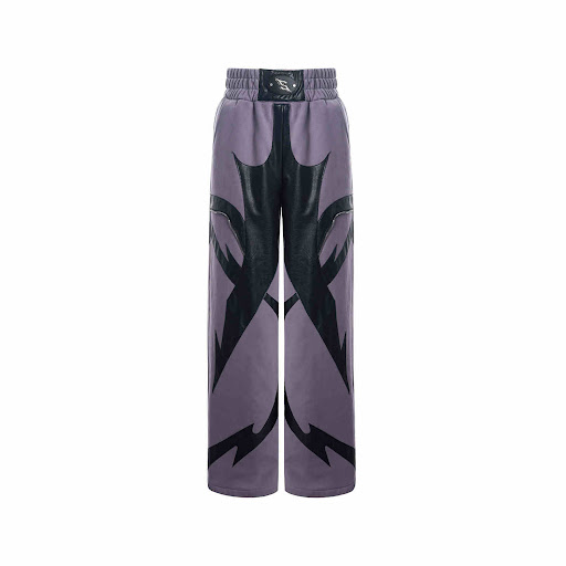 Title 3, Pantalones Casuales Patchwork de Cuero Grueso p...