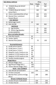 Kitchen Maha Raja menu 1