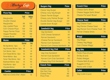 Mirchy's Cafe menu 