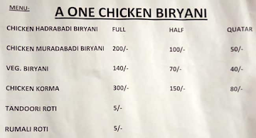 A One Chicken Biryani menu 