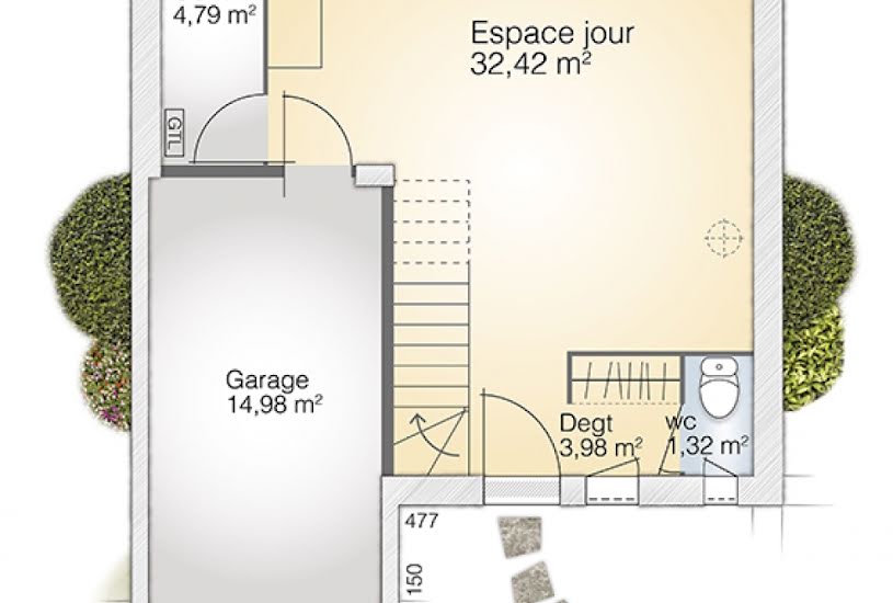  Vente Terrain + Maison - Terrain : 350m² - Maison : 95m² à Saint-Chaptes (30190) 