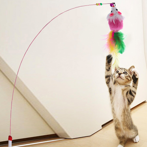 UEETEK 10PCS Furry Pet Toys Mice Cat Toy Mouse Toys with Tails (Random Color)