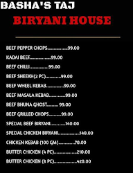 Basha's Taj Biryani House menu 1