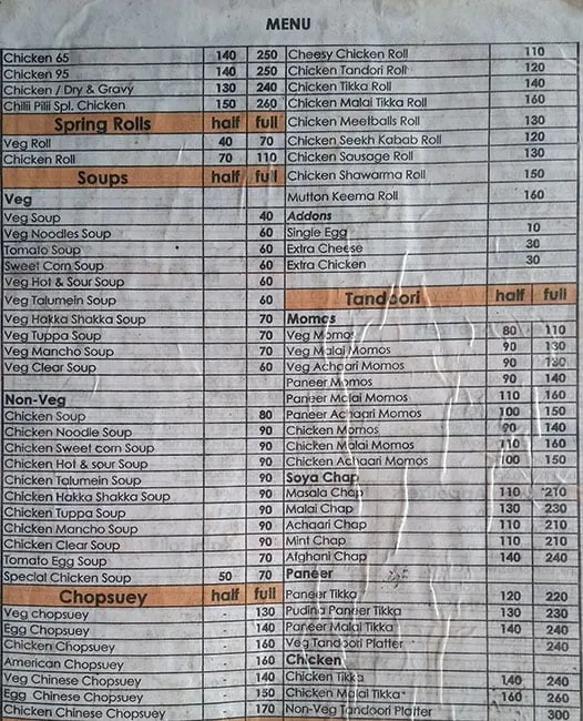 Chilli Pilli menu 