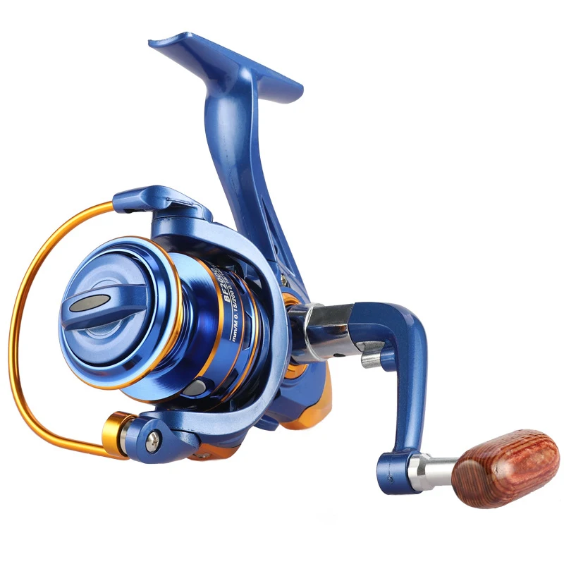 Mulinello da spinning interamente in metallo per pesca all'aperto. Perfetto per canne telescopiche. Goditi una pesca fluida e duratura.