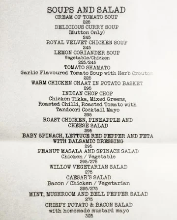 The Willow Cafe menu 