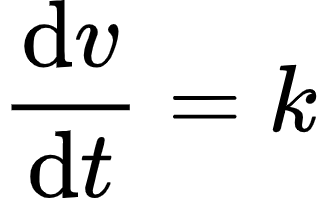 {"code":"\\begin{align*}\n{\\diff{v}{t}}&={k}\t\n\\end{align*}","id":"23-2-1-0-1-1-0","font":{"family":"Arial","size":10,"color":"#000000"},"type":"align*","ts":1603796427740,"cs":"ecWr9TY50OvPzVNKsETIxQ==","size":{"width":52,"height":32}}