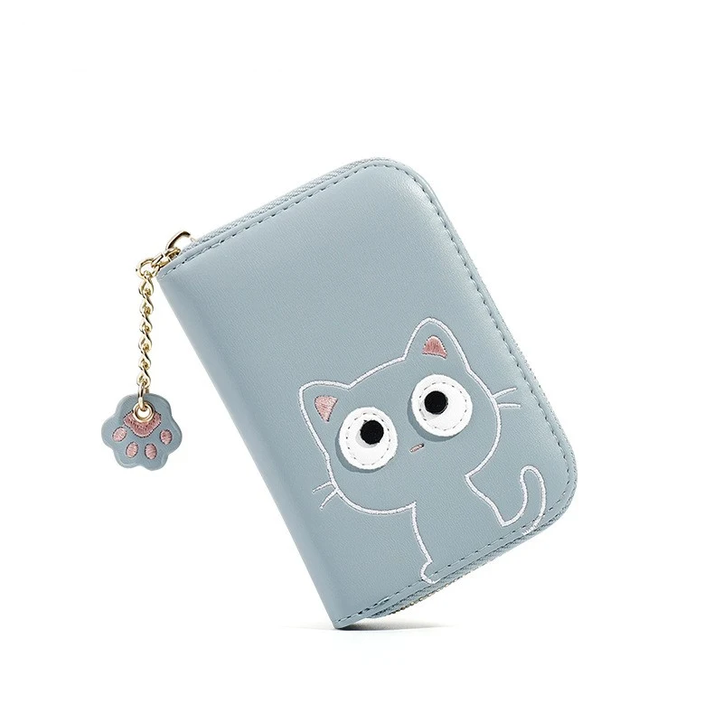 Women's Small Card Holder PU Wallet With Zipper and Multiple Card Slots. Secure, stylish and compact for essential cards