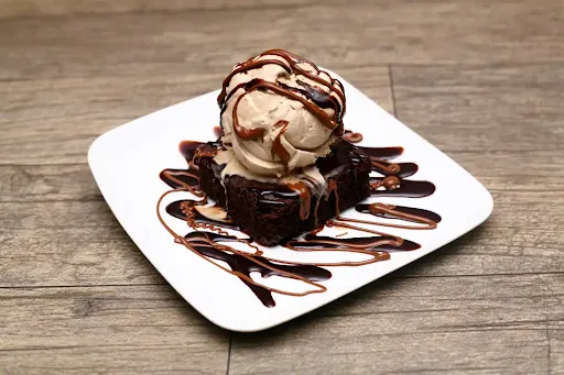 Hot Chocolate Brownie With Hazzel Nut Ice Cream