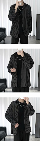Title 3, Striped White Shirt Mens Long Sleeve Casual. E...