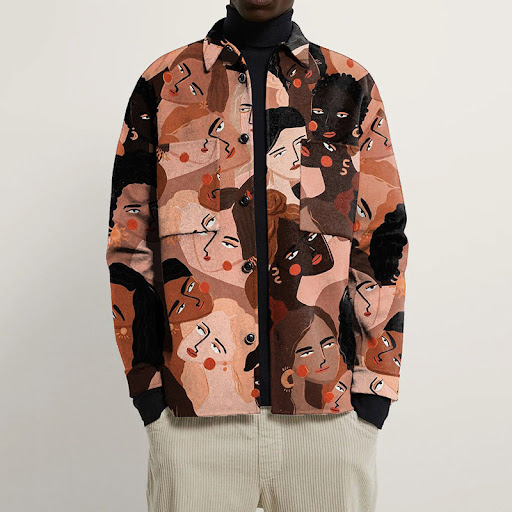 Title 3, Mens Printed Single Breasted Lapel Shirt Jacke...