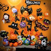 Bong Bóng Lá Nhôm Hình Con Nhện / Mèo Đen Trang Trí Tiệc Halloween