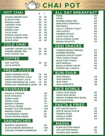 Chai Pot menu 