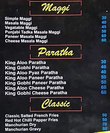 The Road Side Cafe menu 