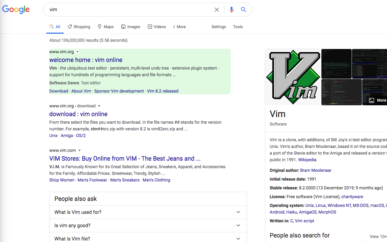 Google Search Vim Controls Preview image 0