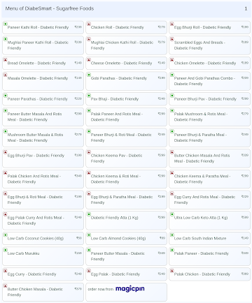 DiabeSmart - Sugarfree Foods menu 