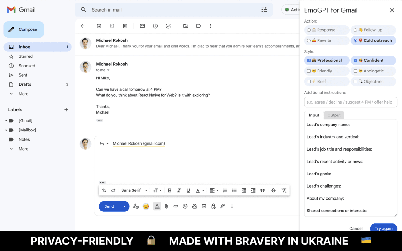 EmoGPT: Secure ChatGPT Email Writer for Gmail Preview image 2