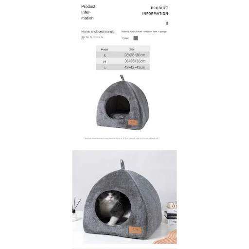 Nest Warm and Thickened Deep Sleep Dog Nest Pet Supplies New Triangle Cat Nest Closed Cat House Pet