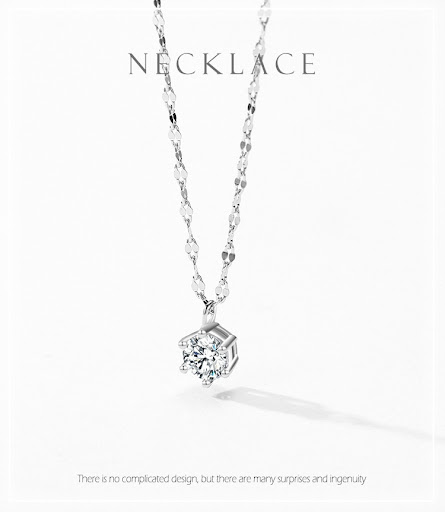 Title 4, S925 Sterling Silver Super Shiny Solitaire Neck...
