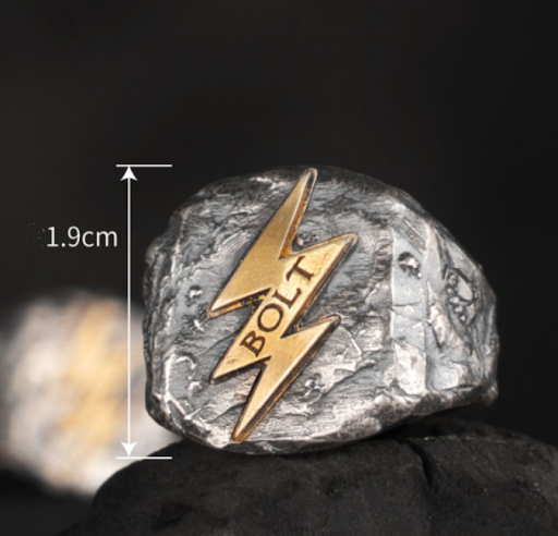 Title 1, Retro Lightning Silver Ring Fashion Man, a styl...