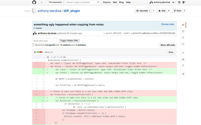 GitHub Diff Filter chrome extension